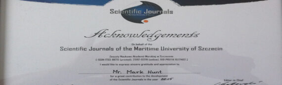 Dyplom uznania od Akademii Morskiej w Szczecinie
