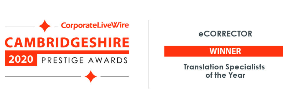 Cambridgeshire Prestige Awards 2020 for eCORRECTOR!
